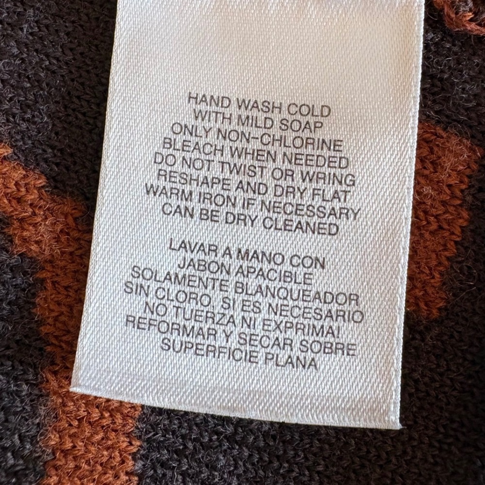 Jones New York Collection 100% Merino Wool Damask Cardigan Sweater Rust Brown M - Picture 8 of 9